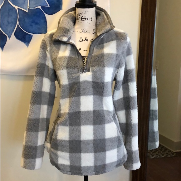 Cozy Sherpa Sweaters - NWT LIMITED STOCK Buffalo Plaid Sherpa Pullover